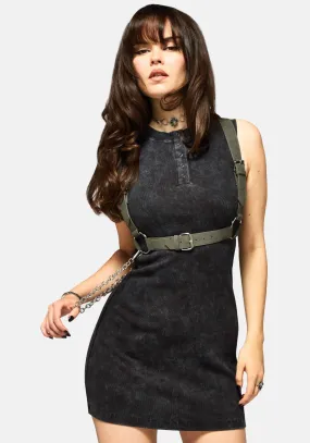 Color-Blocked Day-to-evening dress Despair Cotton Embroidered Acid Wash Ribbed Mini Dress
