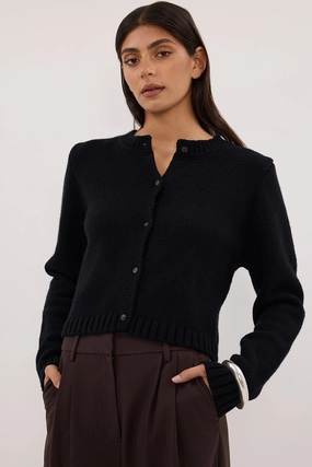 Warm Wardrobe FOSTER BLACK KNIT CARDIGAN
