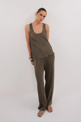 MultiPocketDesign PERCY OLIVE SILK PANT
