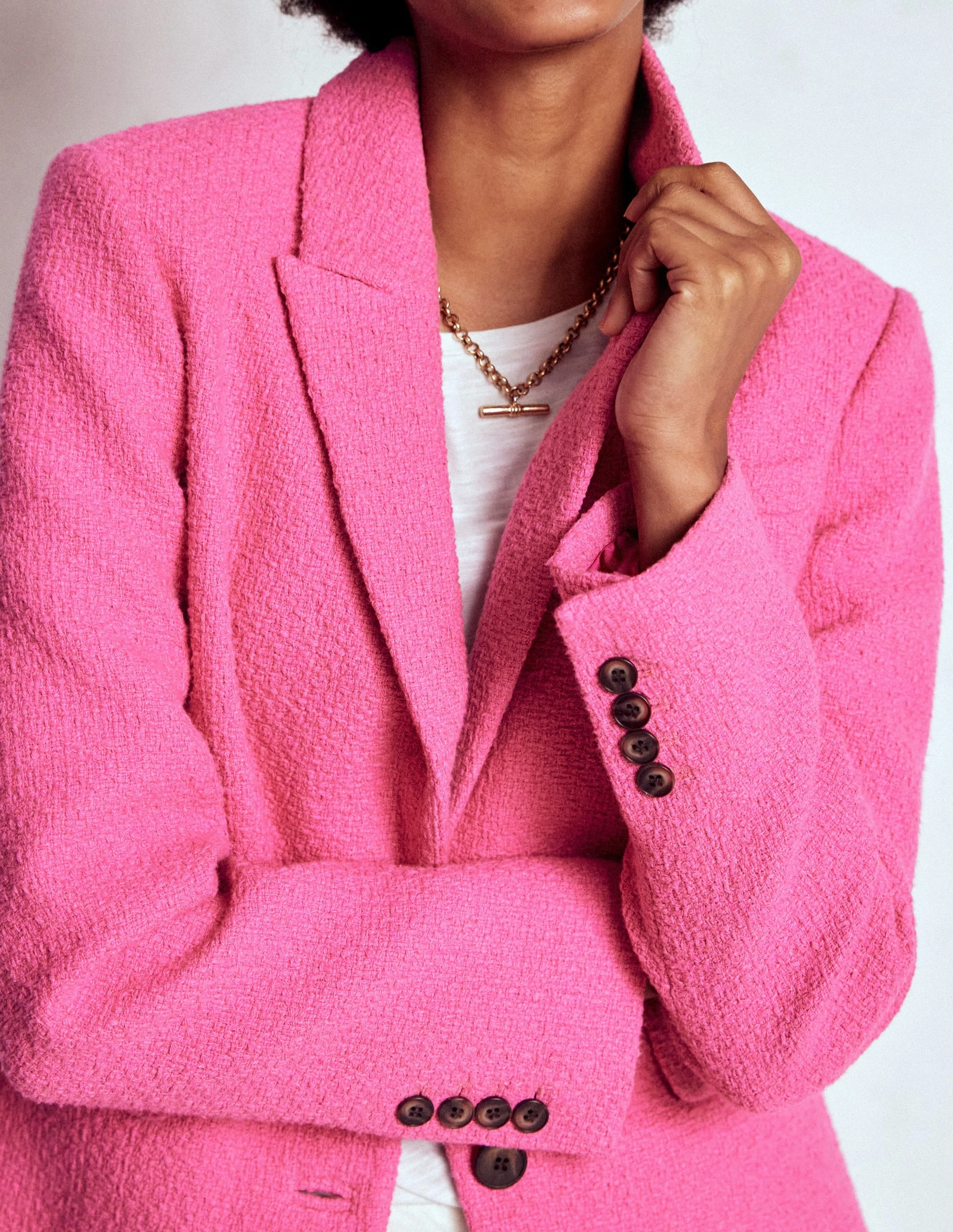HoodedStyle Stamford Texture Blazer-Pink Peony