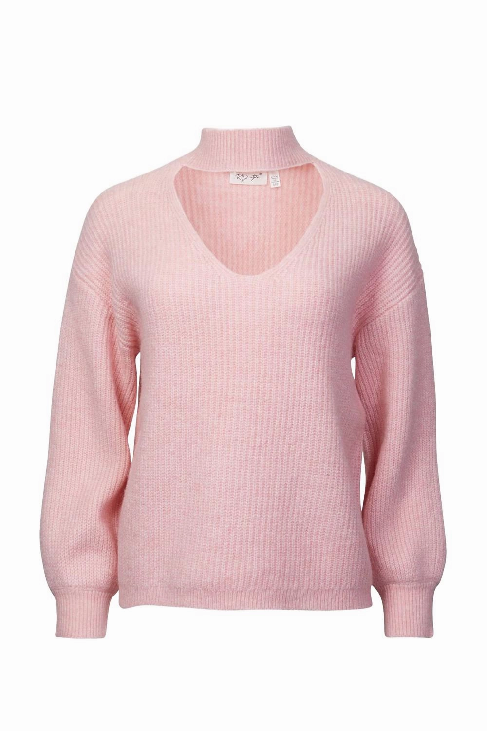 Cutout Ribbed-Knit Turtleneck Sweater In Blush Lightweight Thermal Odor Resistant