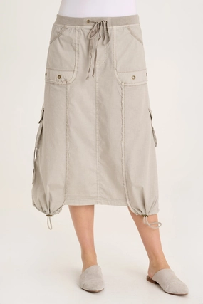 Castalina Poplin Cargo Midi Skirt Comfy Style Soft Tones