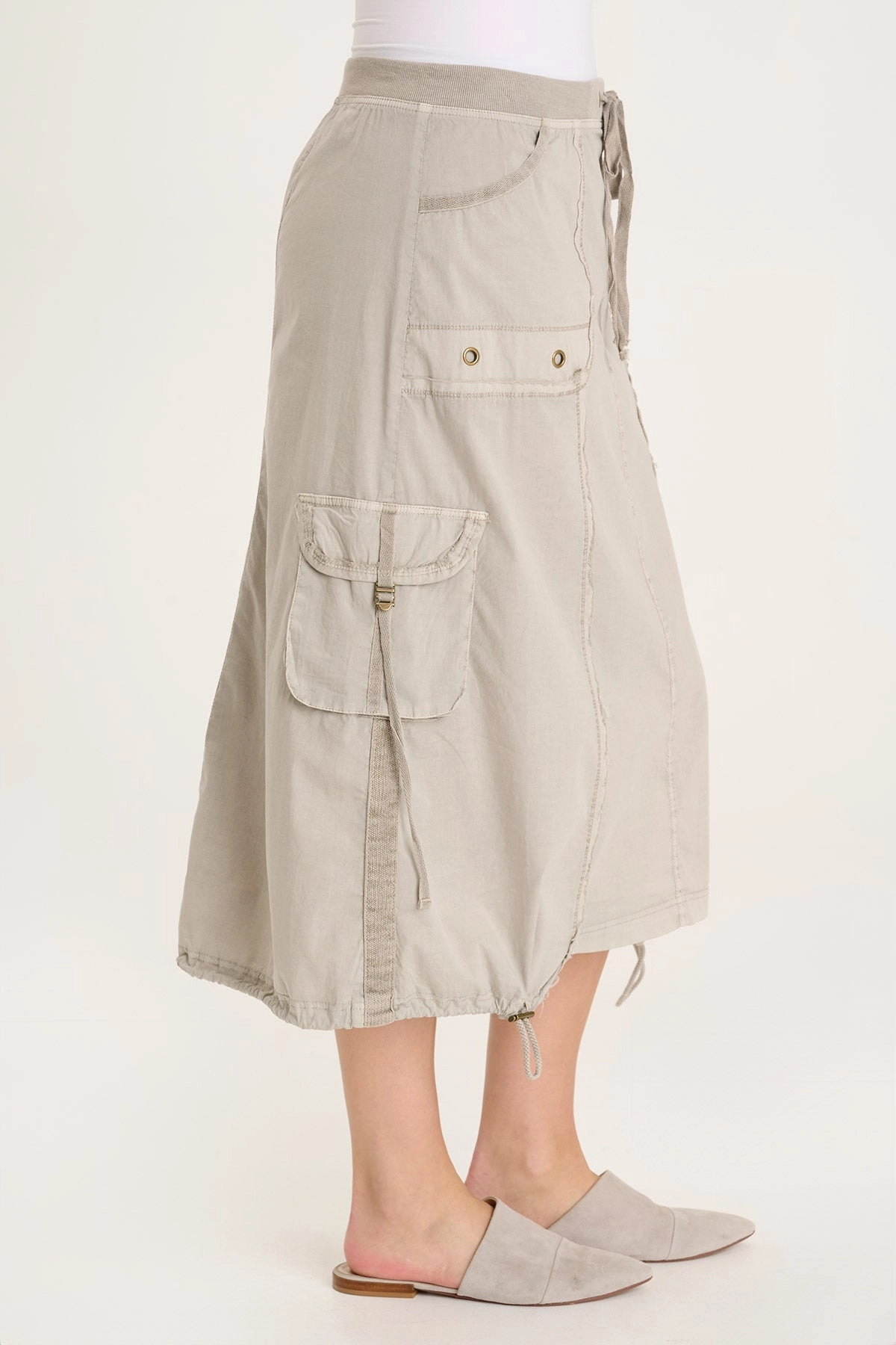 High Elasticity Material Castalina Poplin Cargo Midi Skirt