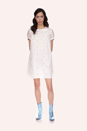 Day Chic Cluny Lace Trimmed Floral Swiss Dot Babydoll Dress