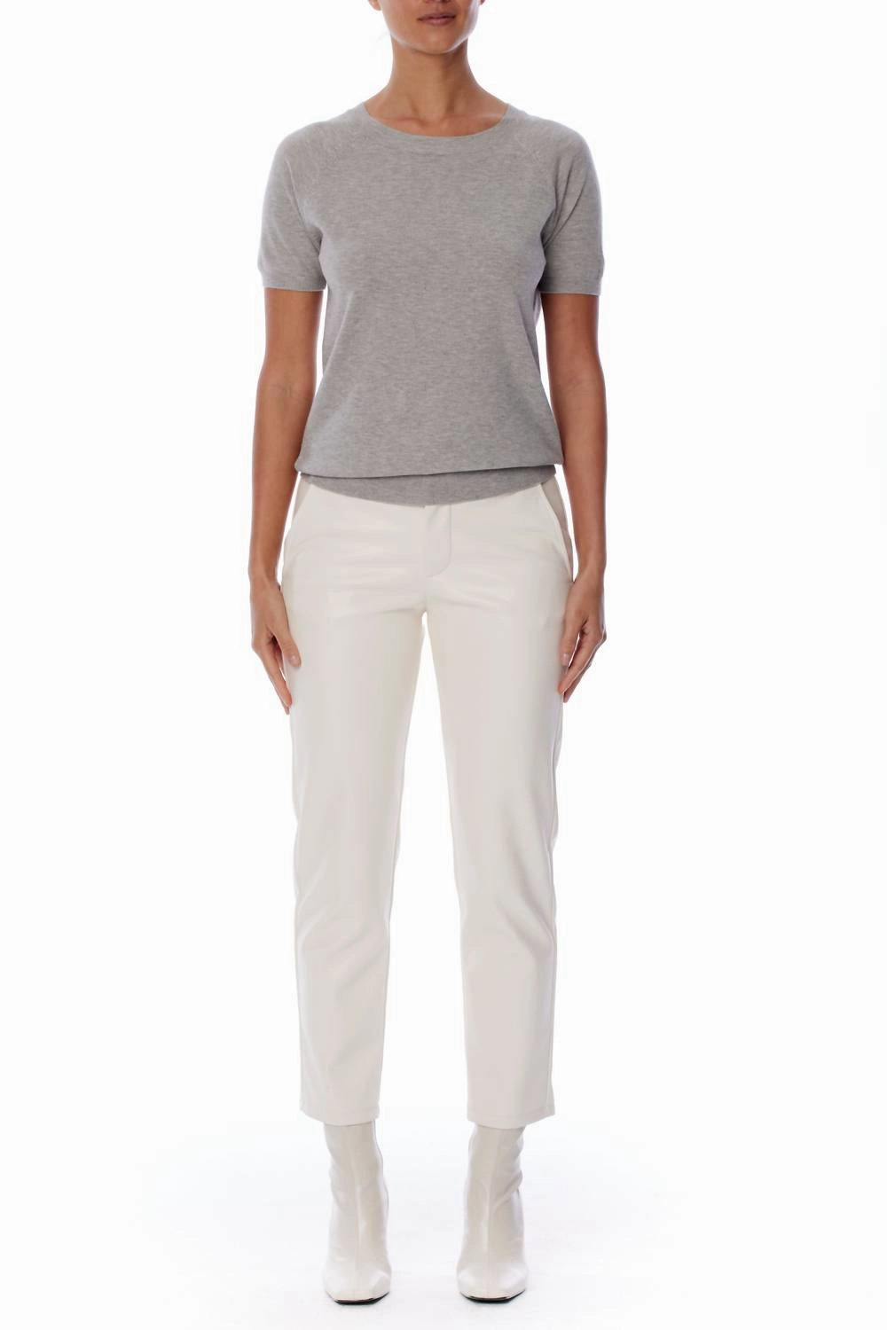 Alex Short Sleeve Sweater In Dove Ultimate Layering Soft and Cozy Knit