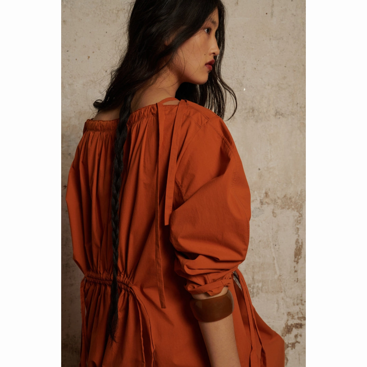Breathable Comfort Wear Button Accent Orange Uyuni Dress