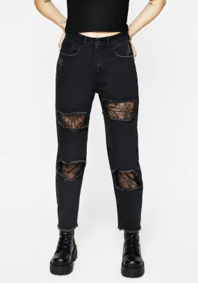 Cobweb Distressed Denim Jeans Shopping Day Slim