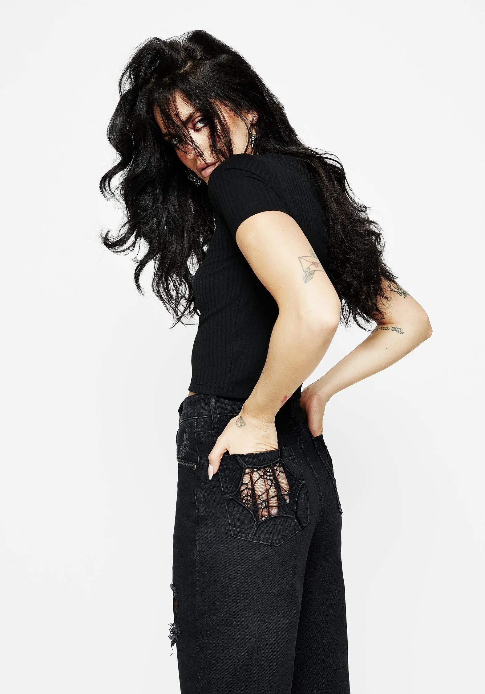 Stay Comfortable Solid Choice Cobweb Distressed Denim Jeans