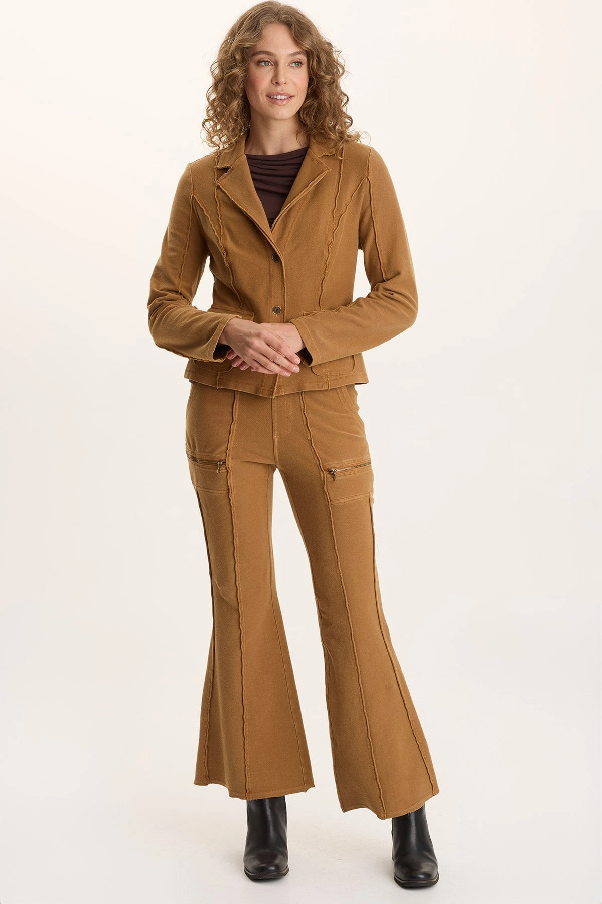 Reflective Trim Ninian Twill Knit Zipper Pocket Flared Pant