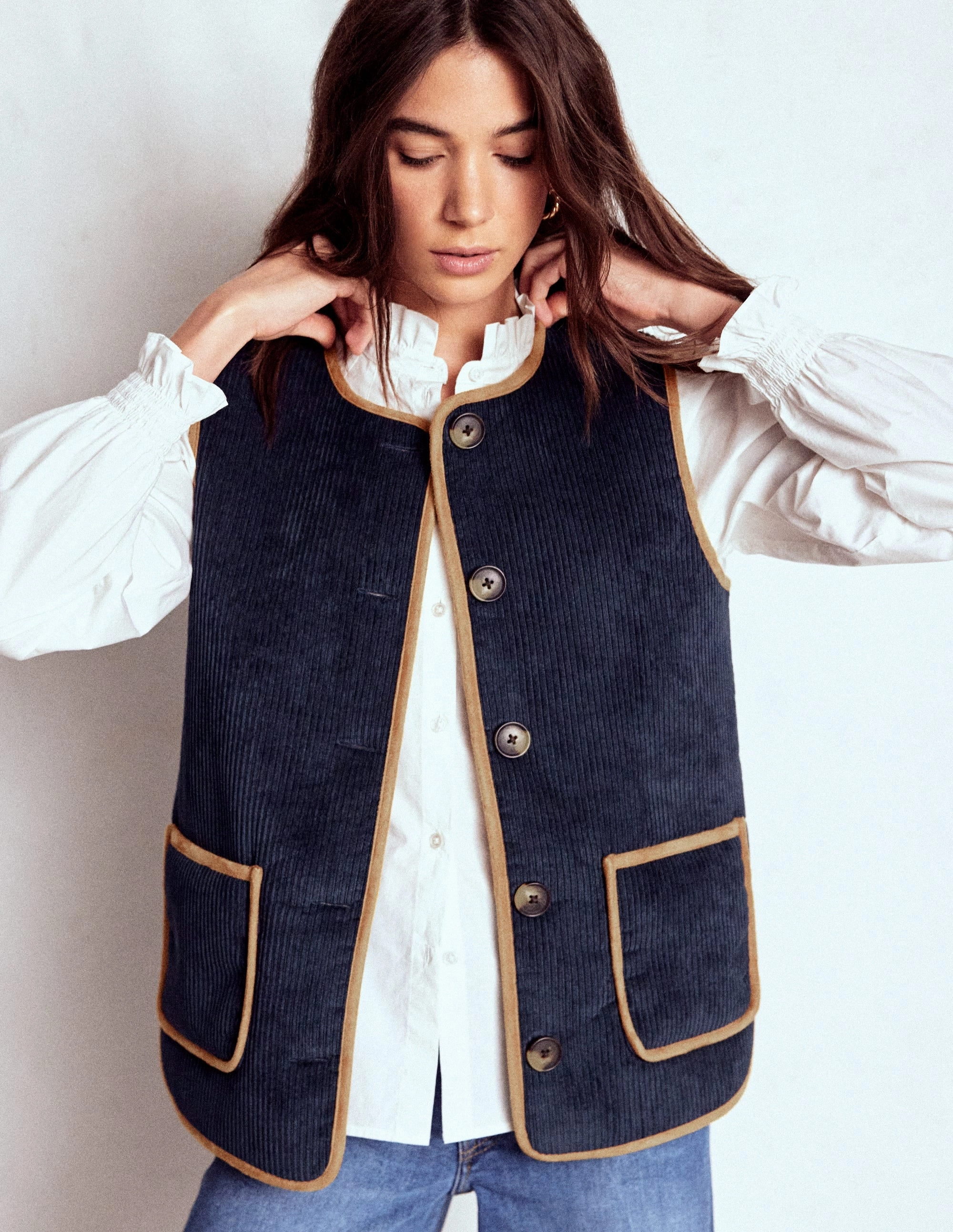 Clerkenwell Reversible Gilet-Navy, Leopard Heat Trapping Layer Pre Shrunk Cotton Blend
