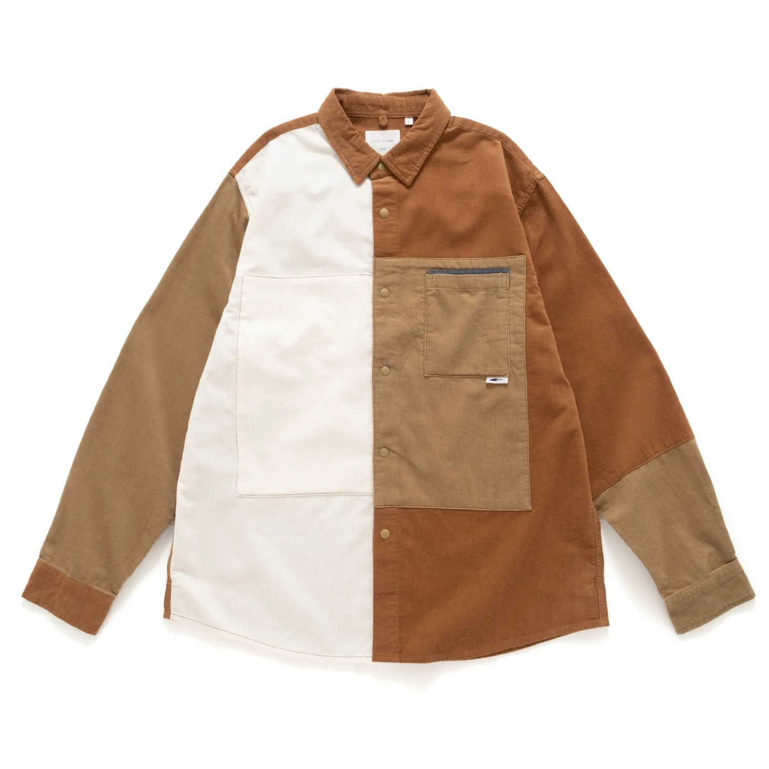 (ST409) Corduroy Patchwork Shirt Graduation Attire Trendy Apparel