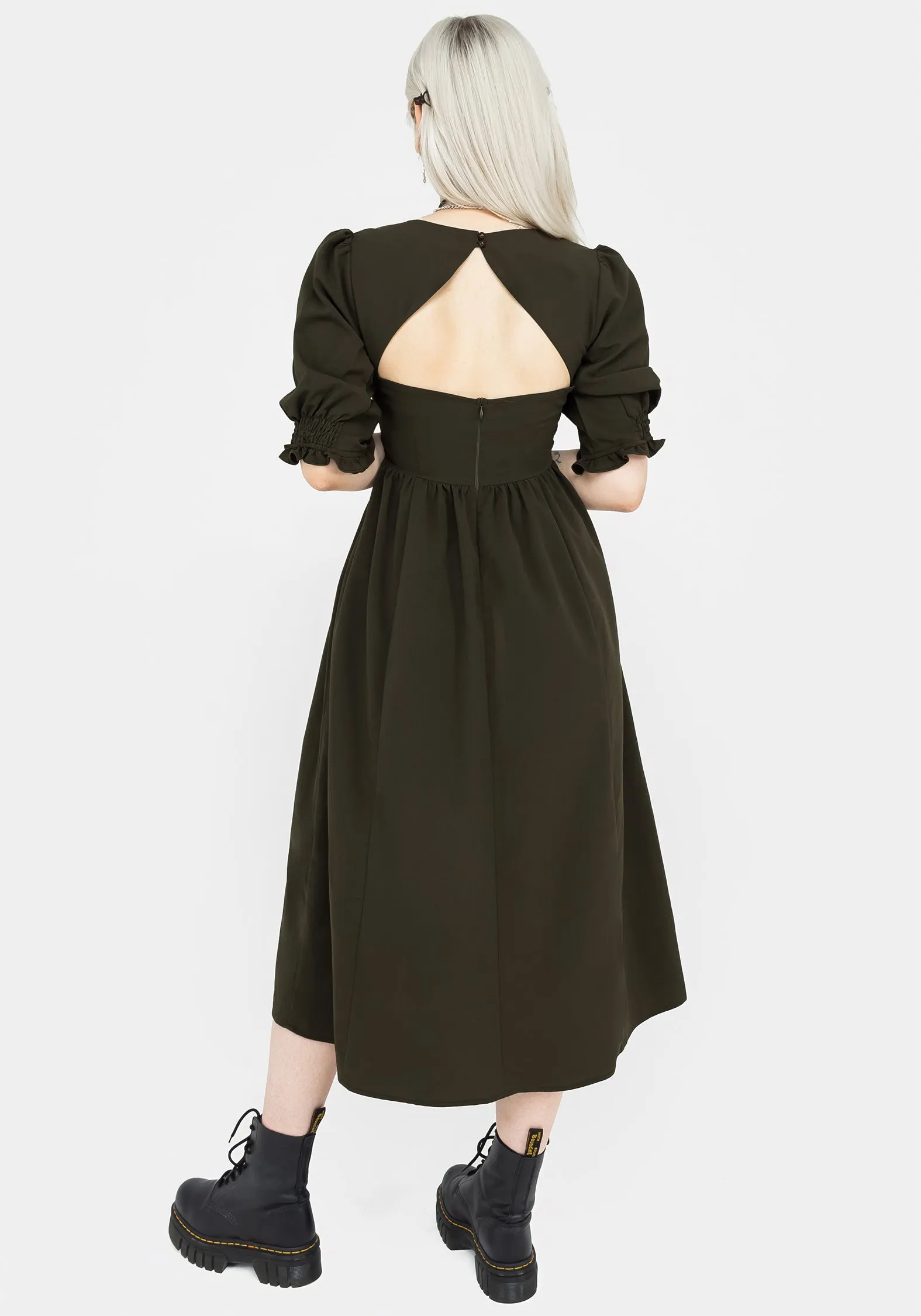 Chic Energy Gender Free Divination Textured Midi Dress - Green
