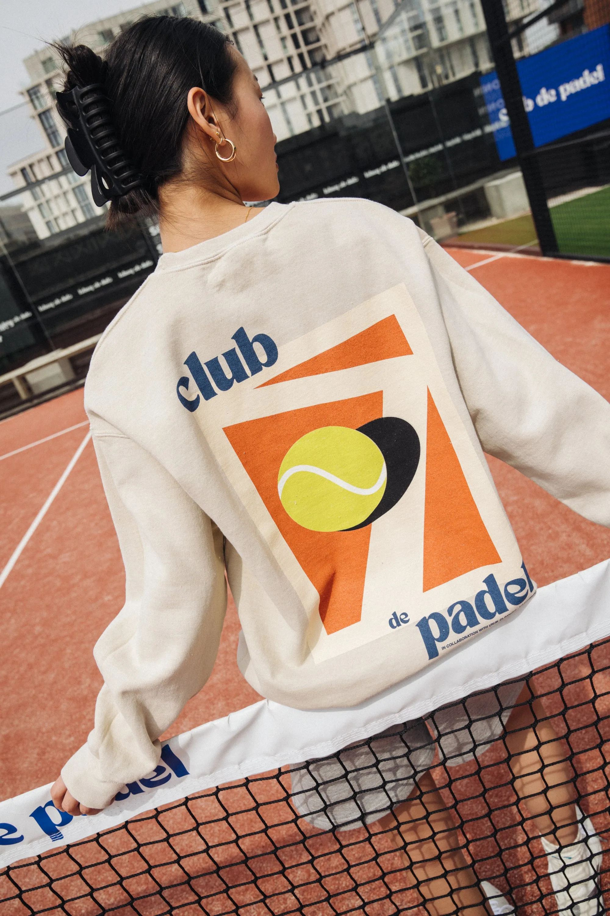 Thermal Insulation Technology Club de Padel 'Summer Court' Vintage Washed Sweater - Cream