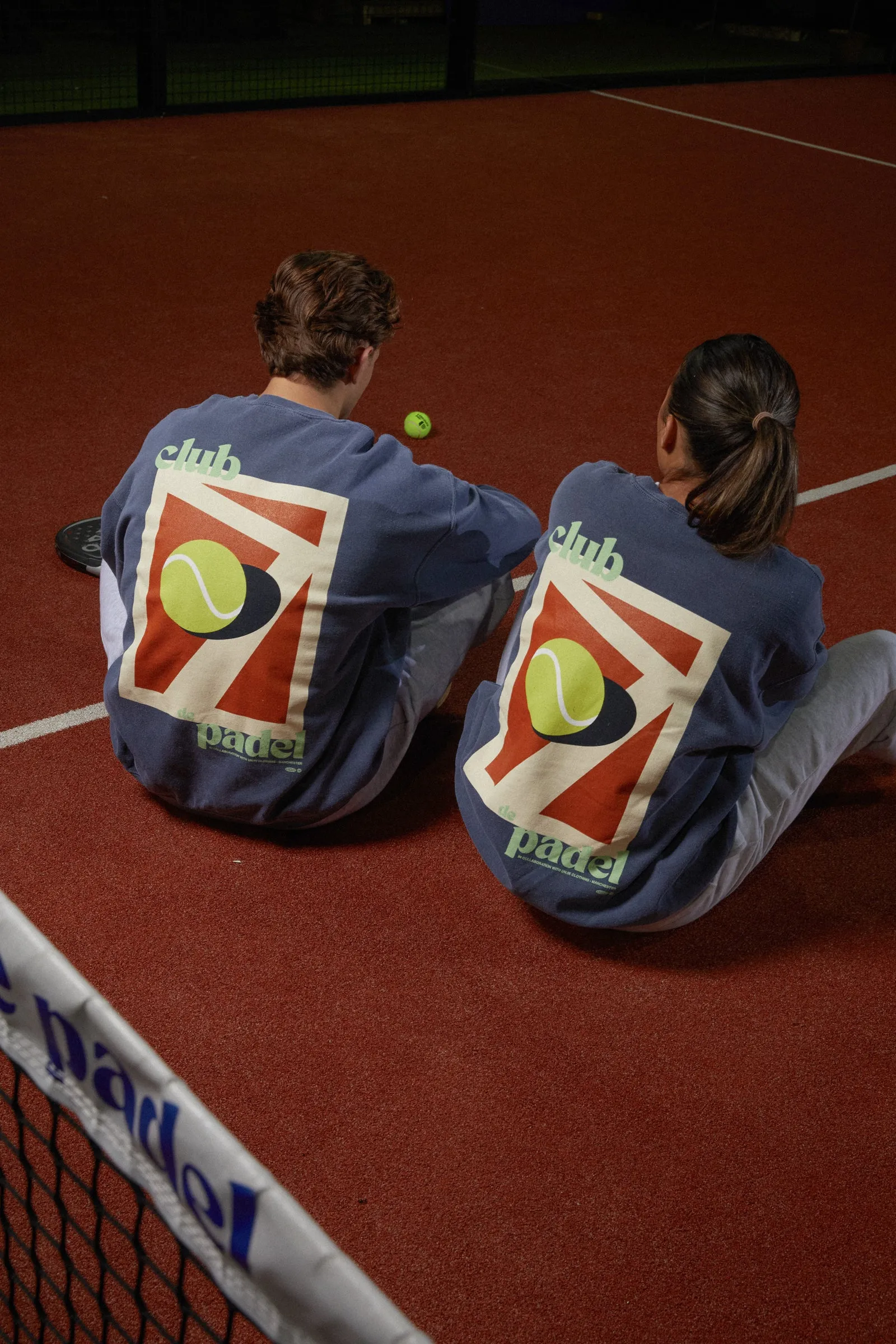 Oversized Fit Club de Padel 'Summer Court' Vintage Washed Sweater - Navy