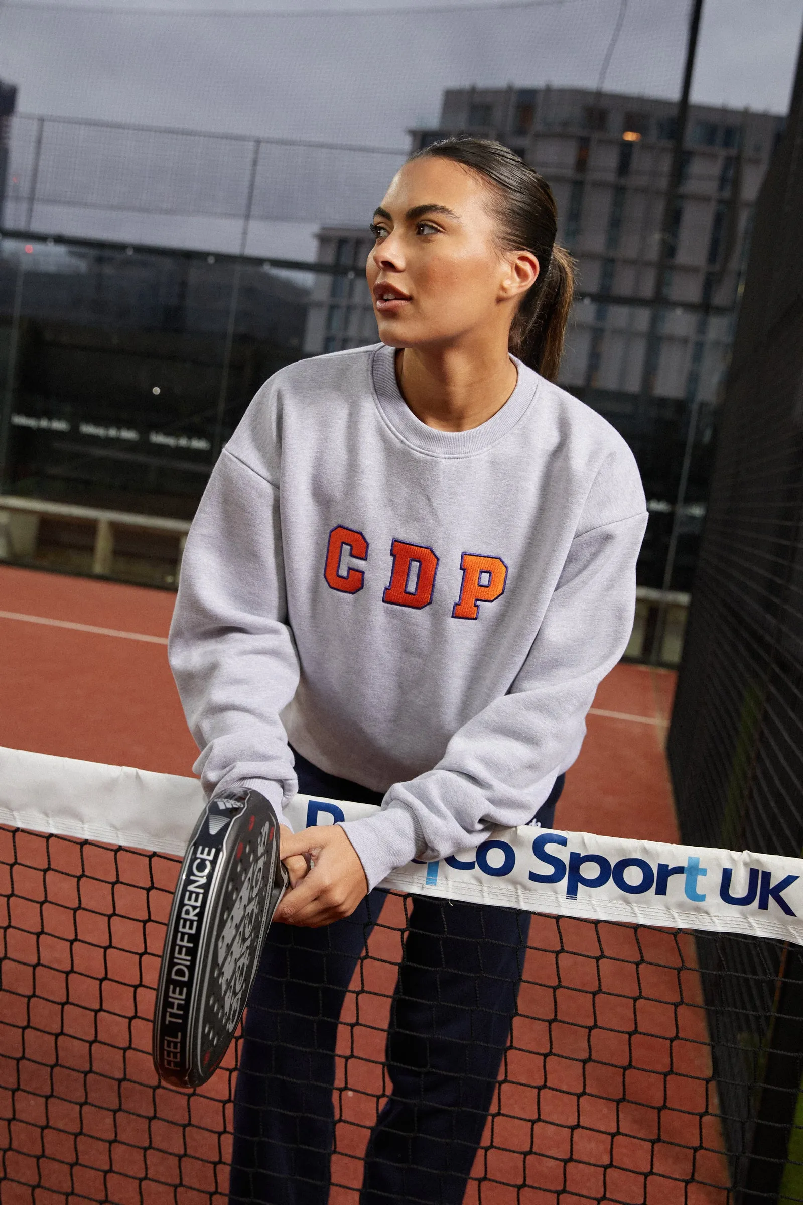 Club de Padel 'Varsity' Heavyweight Sweater - Heather Grey Cozy Midweight Fabric Lightweight Comfort