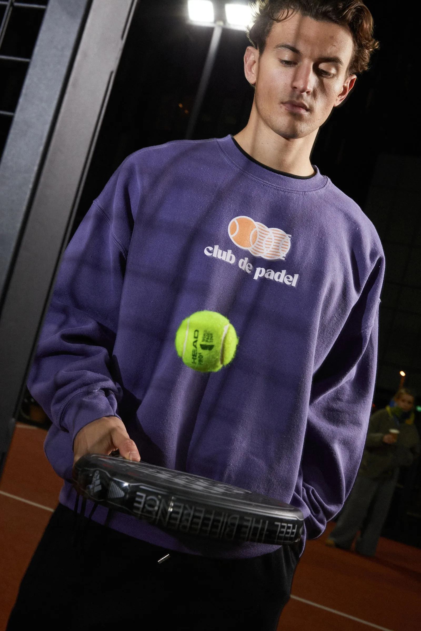 Club de Padel 'Vibora' Vintage Washed Sweater - Violet Resilient Stretch Fabric Cozy Everyday