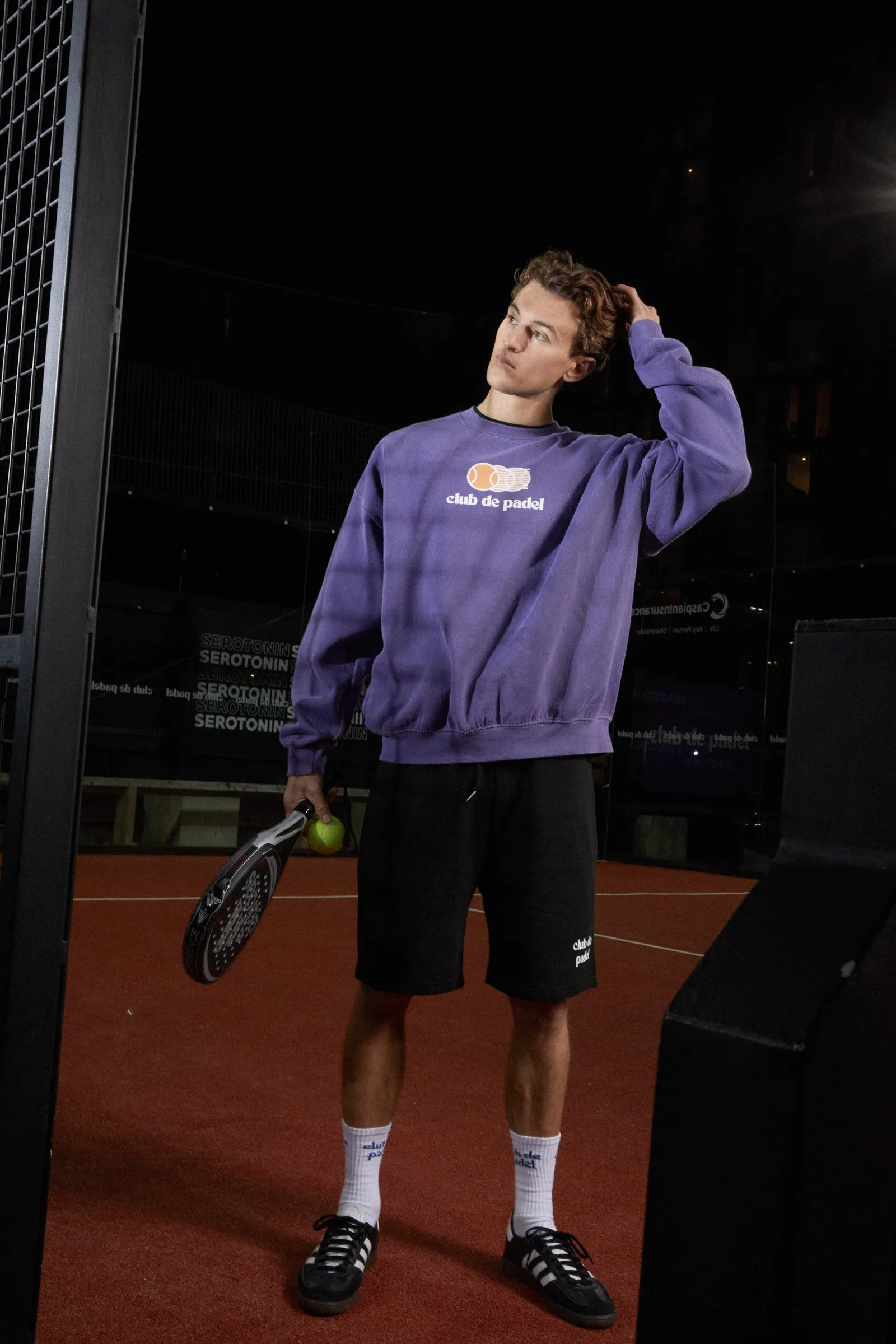 Chilly Layering Club de Padel 'Vibora' Vintage Washed Sweater - Violet
