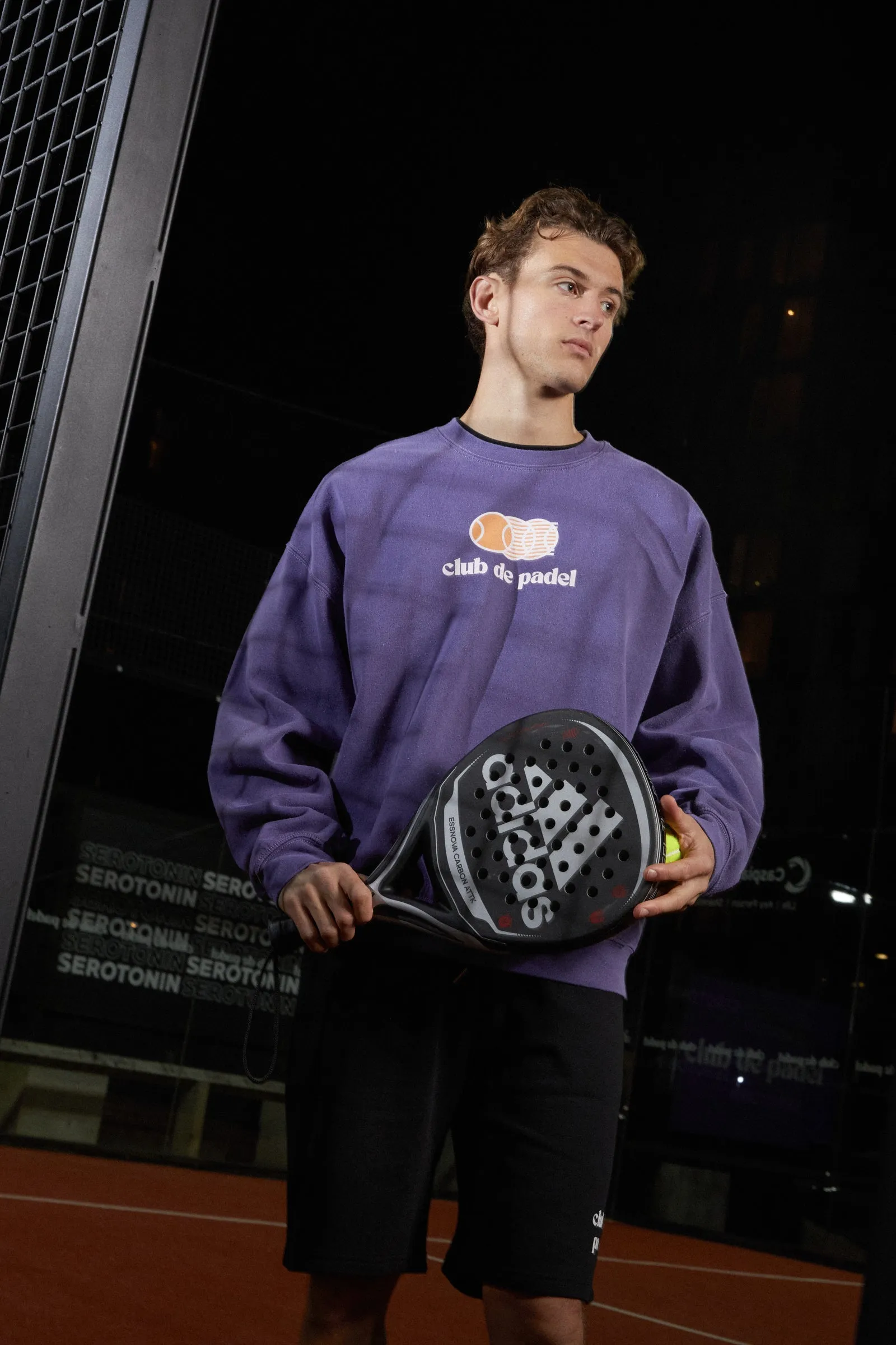Soft and Cozy Club de Padel 'Vibora' Vintage Washed Sweater - Violet