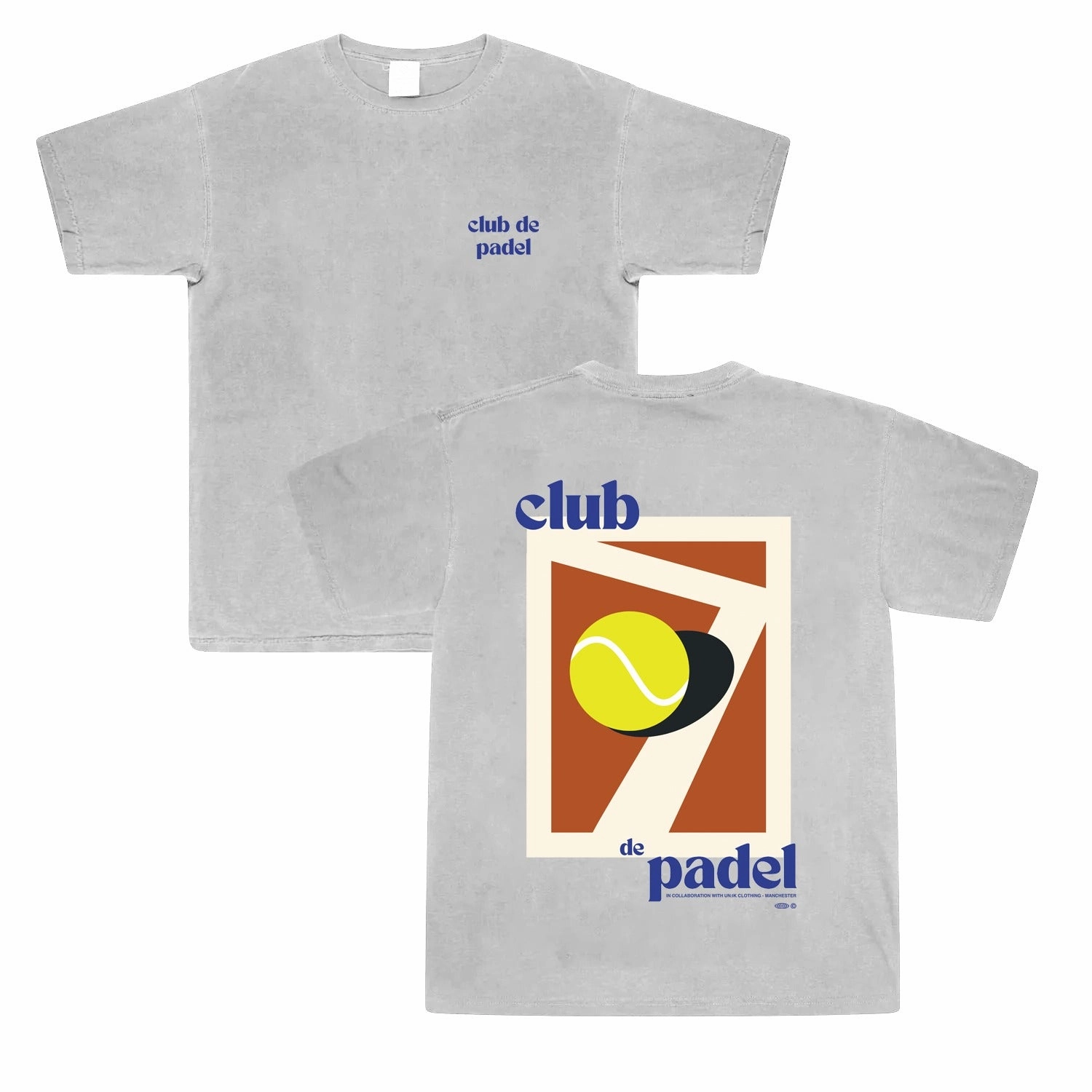 Solid Color Club de Padel 'Summer Court' Vintage Washed Tee - Ash