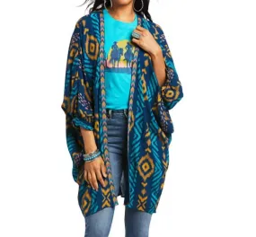 Timeless Knitwear Coachella Kimono Wrap Top In Blue Multi