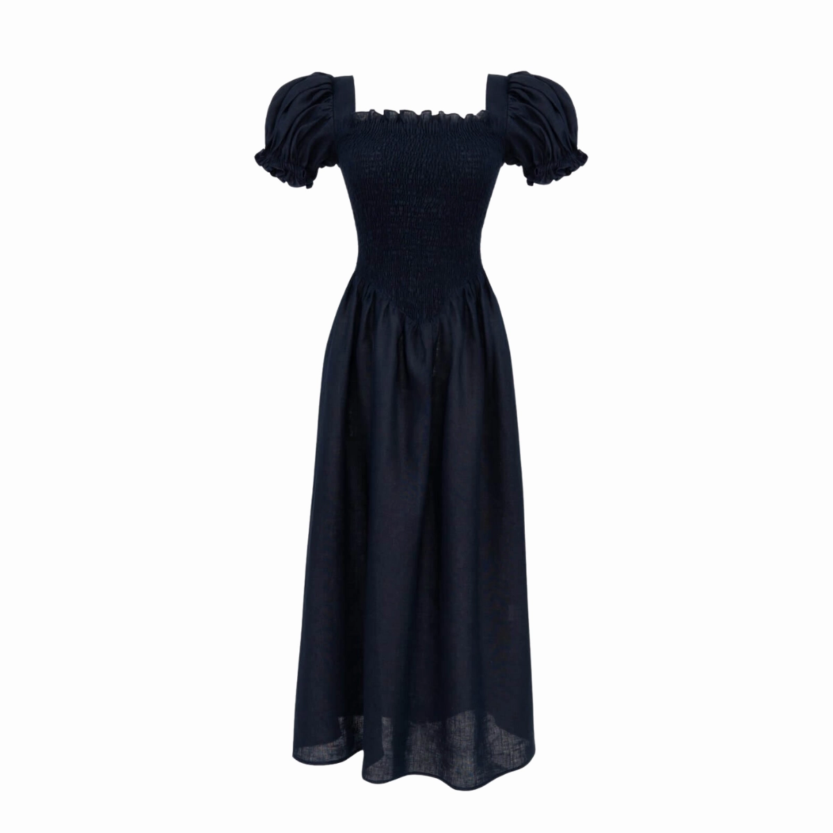 Elegant Fabric Glam Feel Belle Linen Dress Navy