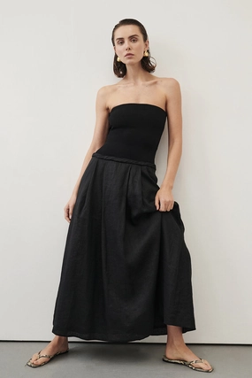 Red-Carpet Air Beauty COCO BLACK STRAPLESS HYBRID MIDI DRESS