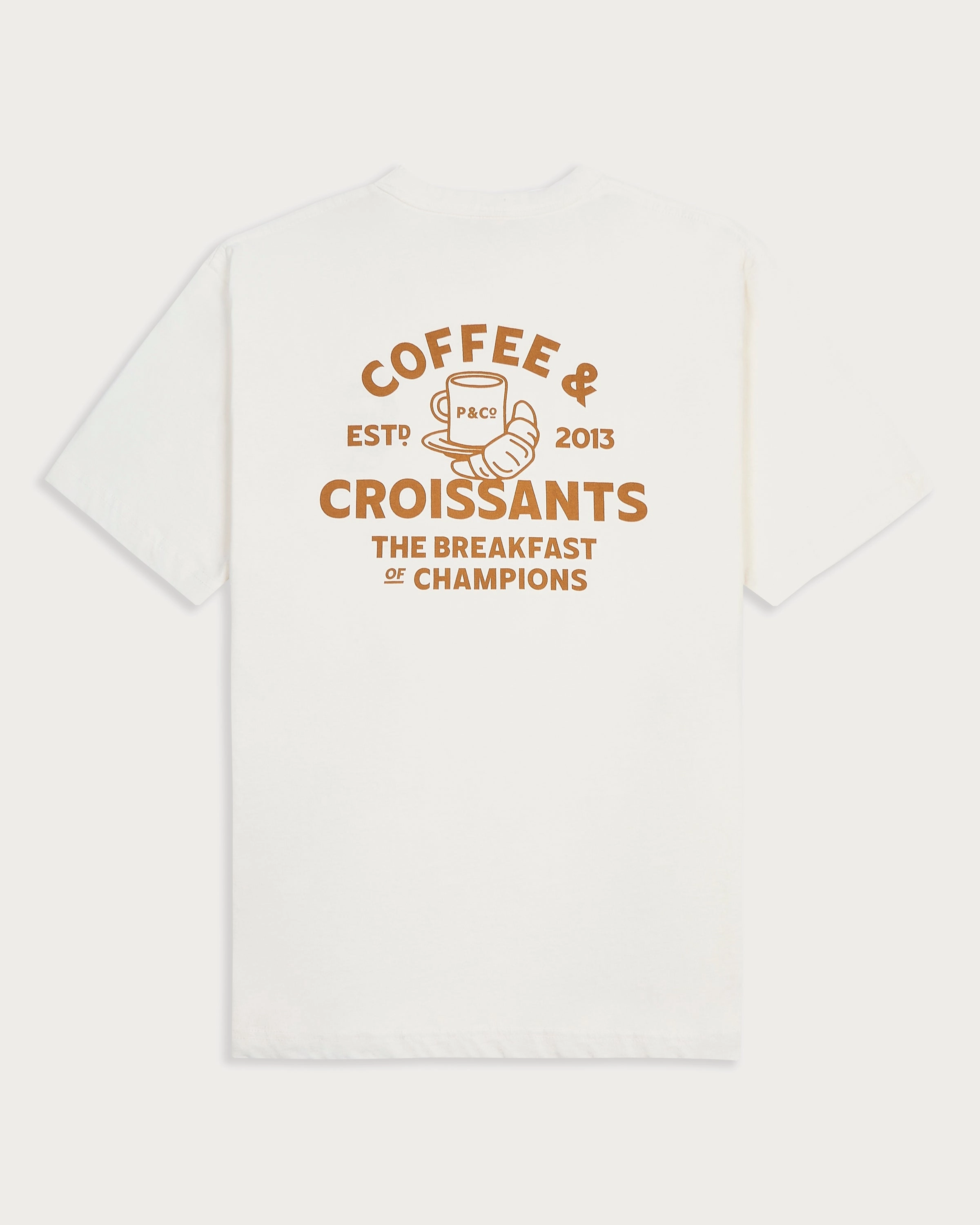 Coffee & Croissants T-Shirt - Off White Smart Layering Heathered Texture
