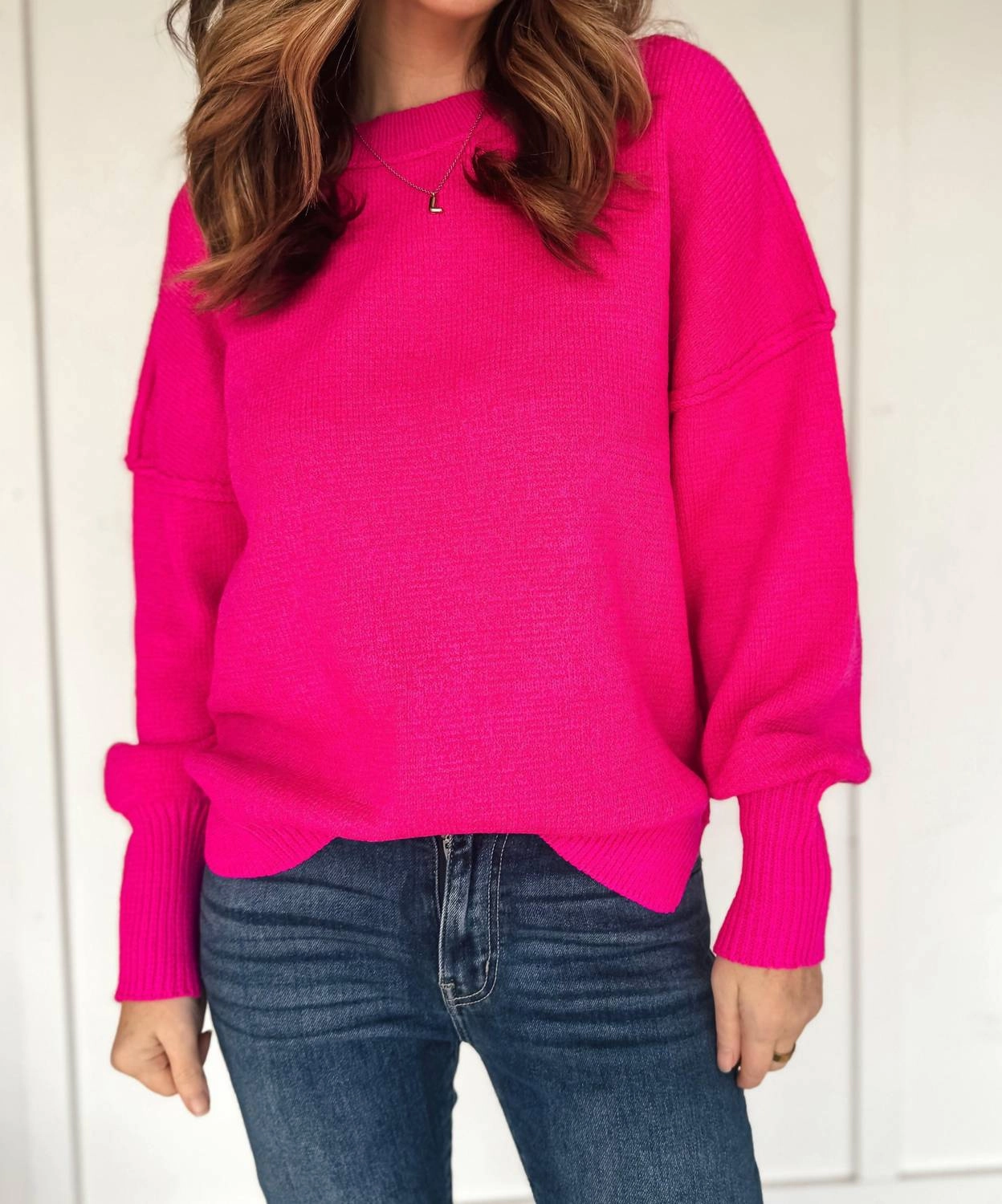 Snuggly Fit Winter Wear Essentials Payton Sweater In Magenta