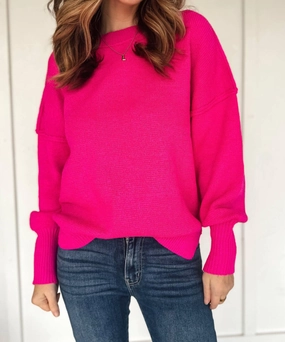Payton Sweater In Magenta Knit Design