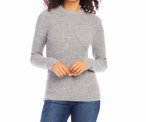 Wide Ribbed Crewneck Sweater In Gray Snug Layers Comfy Wearable