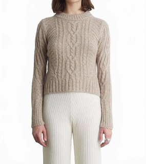 Effortless Fashion Carly Round Neck Sweater In Oatmeal