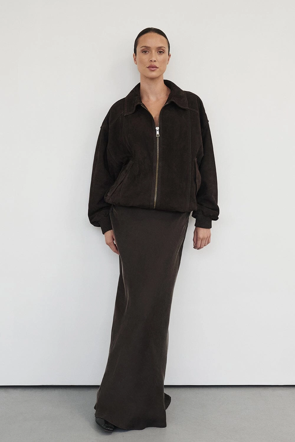 COLETTE BITTER CHOC SILK SKIRT Retro Style