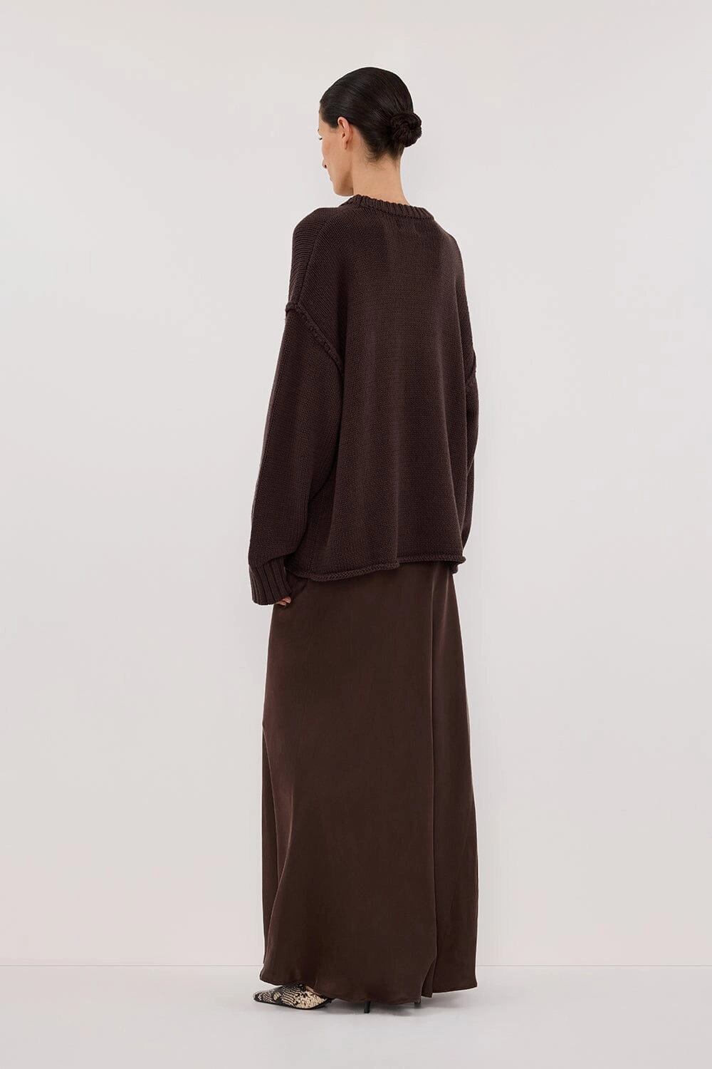hypoallergenic material Laidback Feel COLETTE BITTER CHOC SILK SKIRT