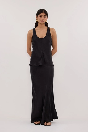 Elegant Flow High Rise COLETTE BLACK SILK SKIRT