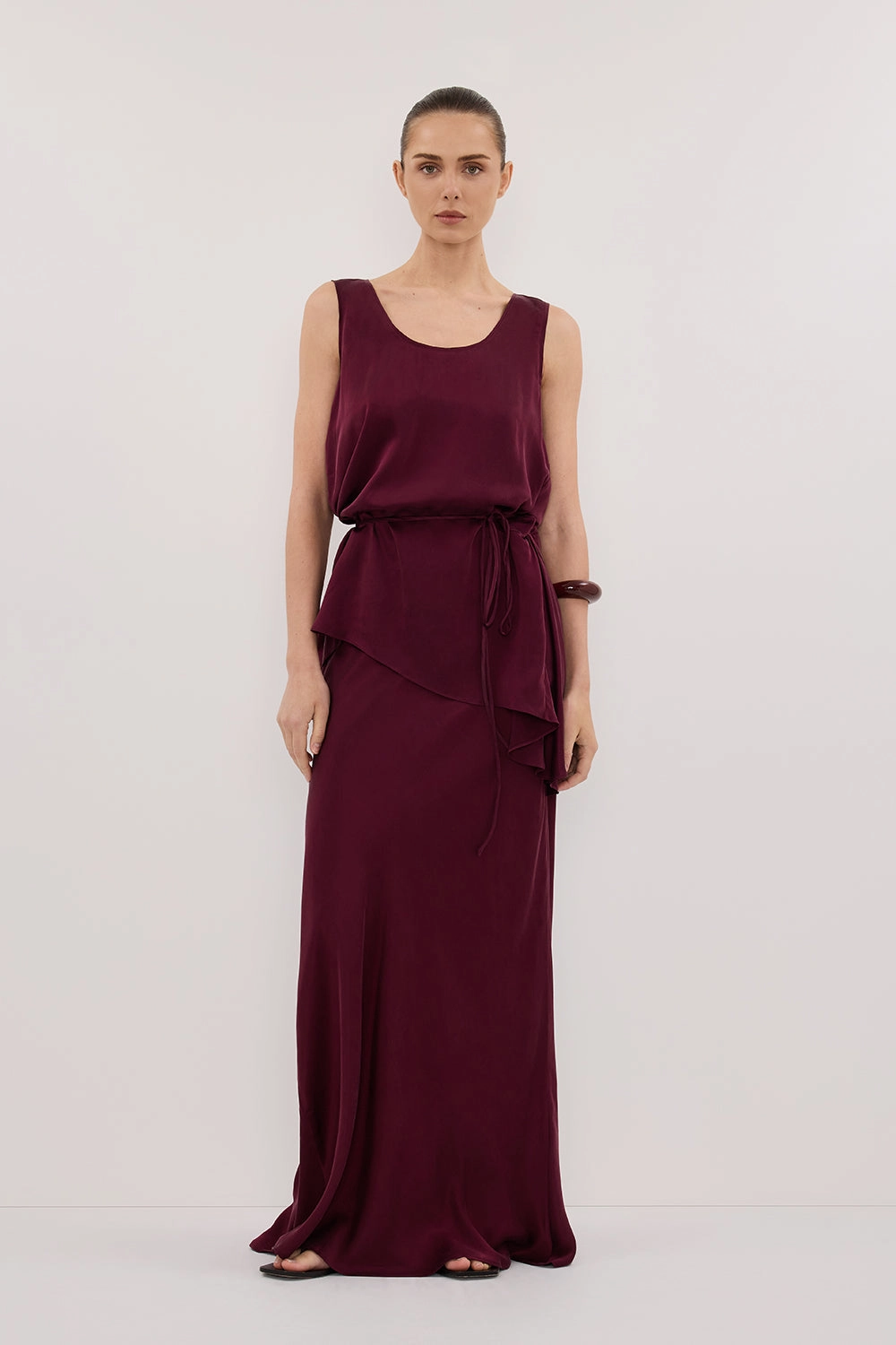 COLETTE MERLOT SILK MIDI SKIRT Classic Mood Street Edge
