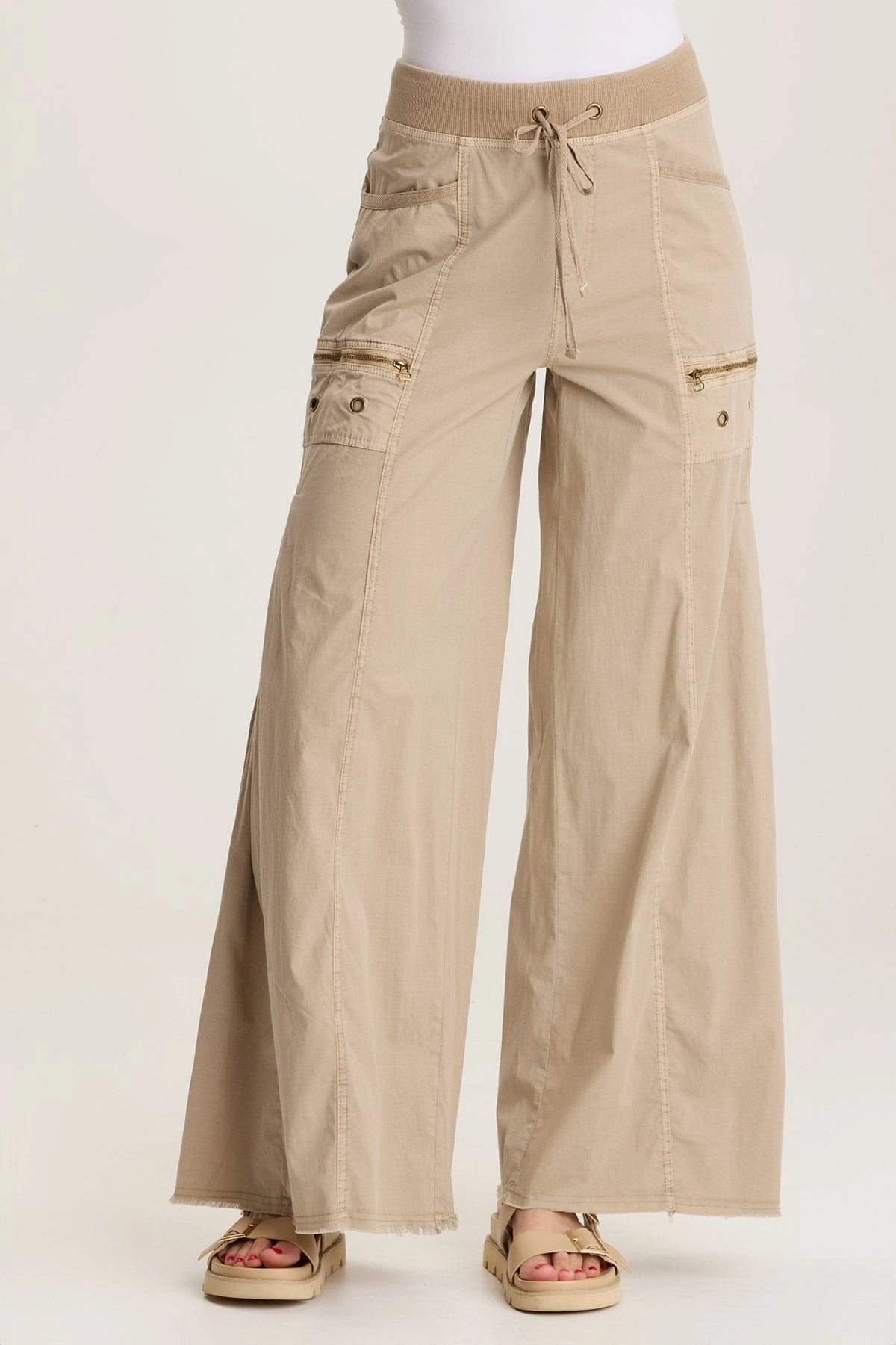 Soft Finish Stretchy Material Coline Poplin Wide Leg Pant