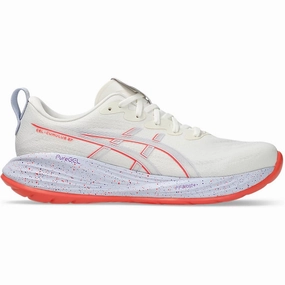 Men's Gel-Cumulus 27 Running Shoes Cream / Edo Purple Thermobonded Seams
