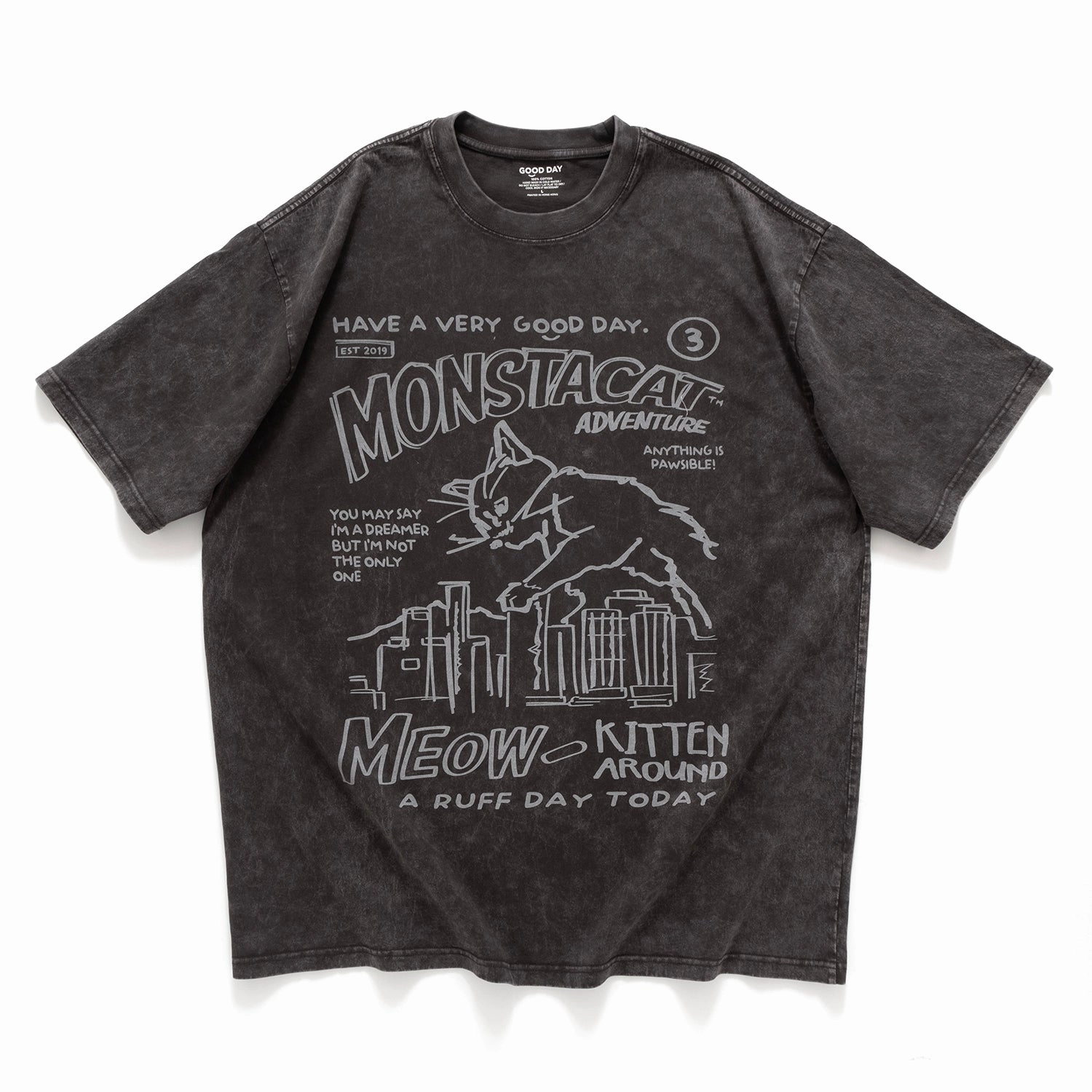 (ZT1461) Monstacat Graphic Tee Temperature Control Fabric