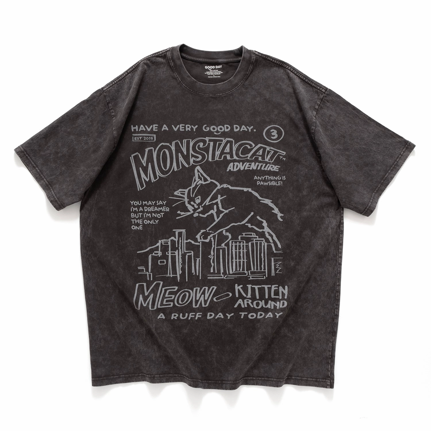 (ZT1461) Monstacat Graphic Tee Seasonal Staple Vintage Style