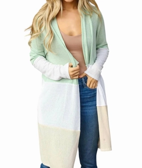 Relaxed Outfit Cozy & Soft Colorblock Cardigan In Sage