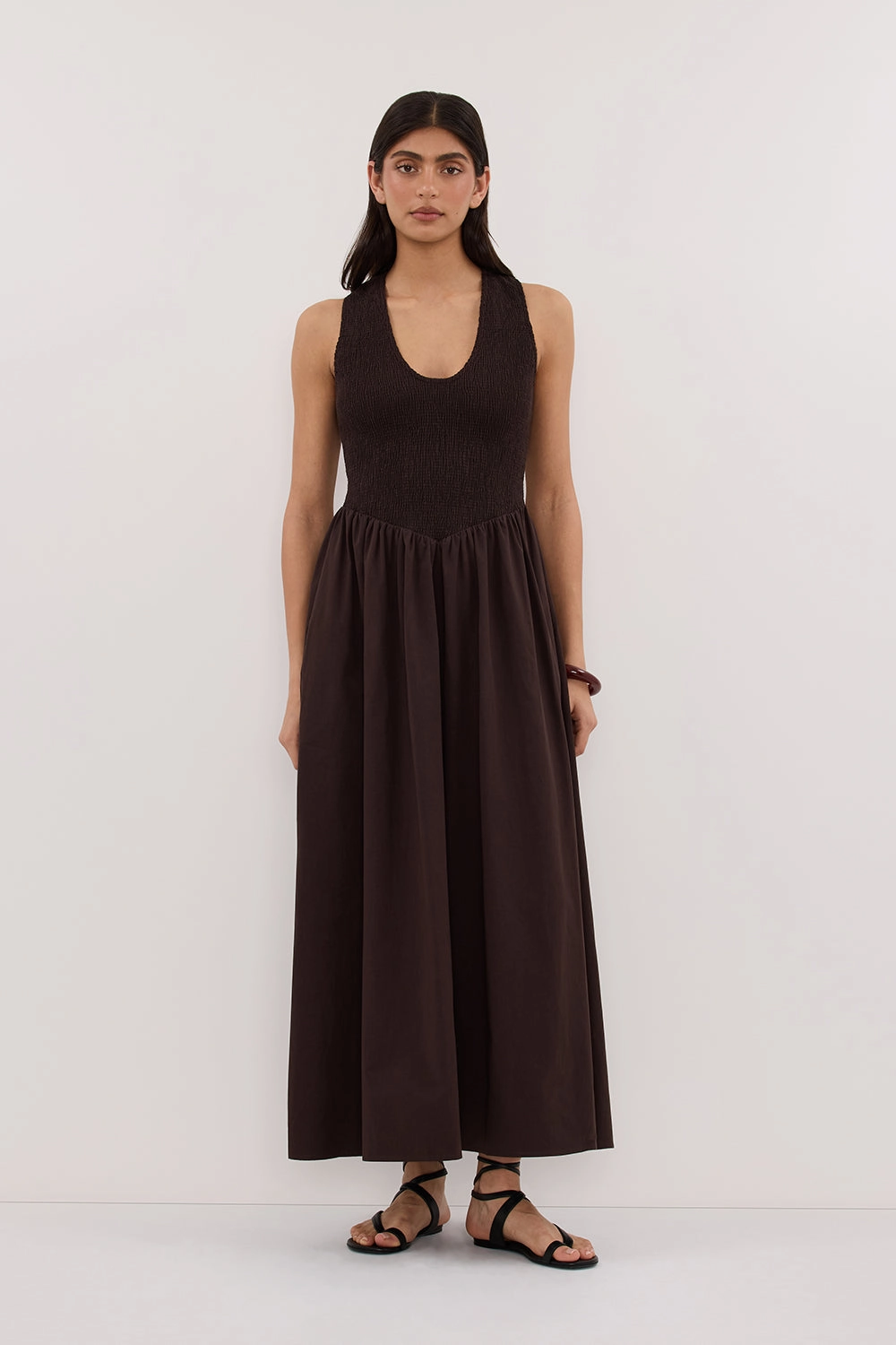 FLORENCE BURNT CHOC COTTON MIDI DRESS Casual Vibes