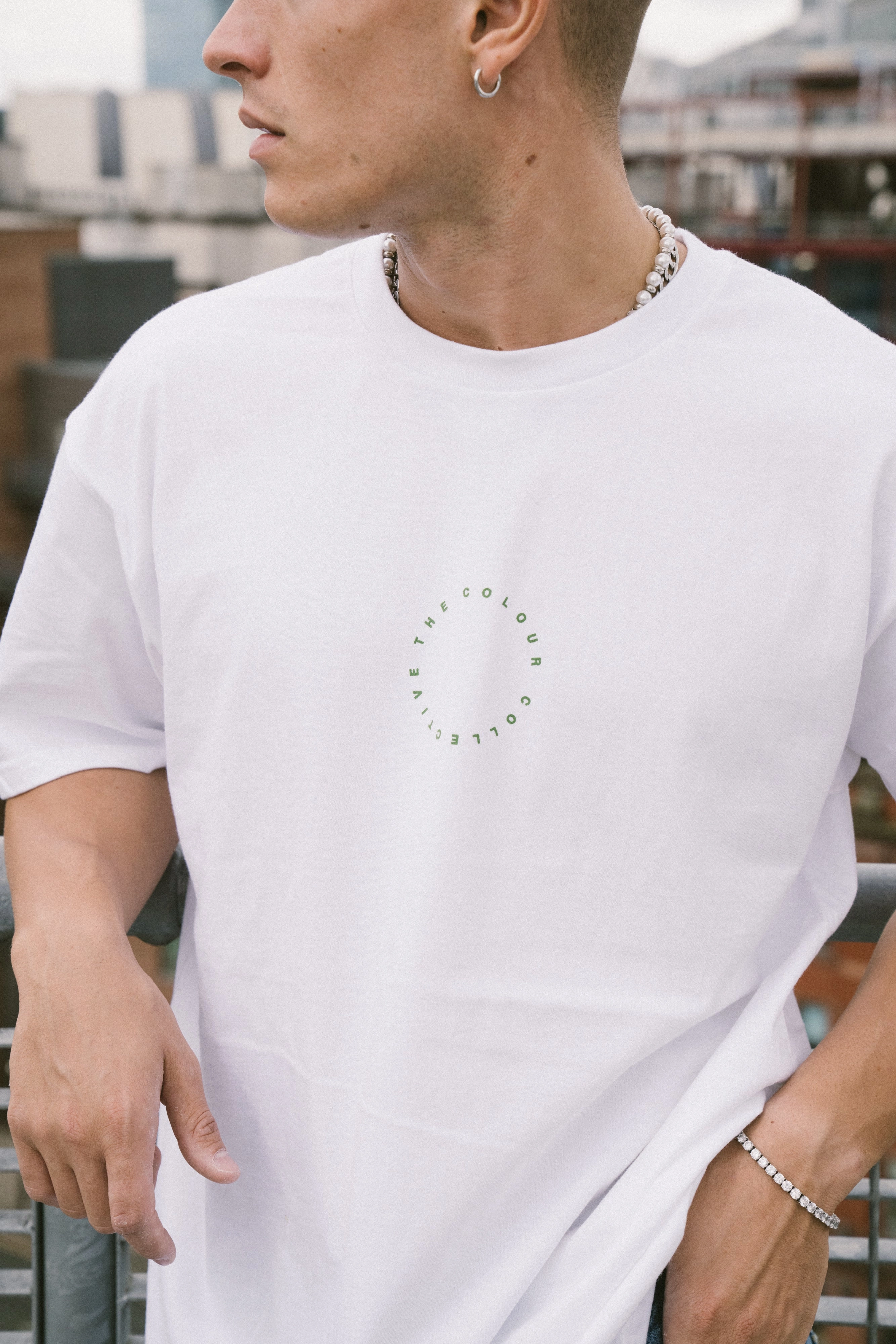 Ribbed Neckline Trendy Apparel Colour Collective 'Original Wallflower' Tee - White