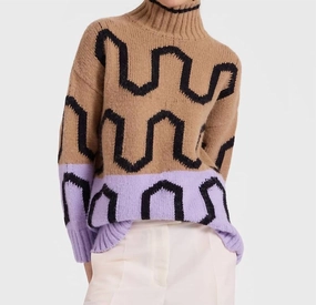 Comber Print Turtleneck In Camel Winter Perfection