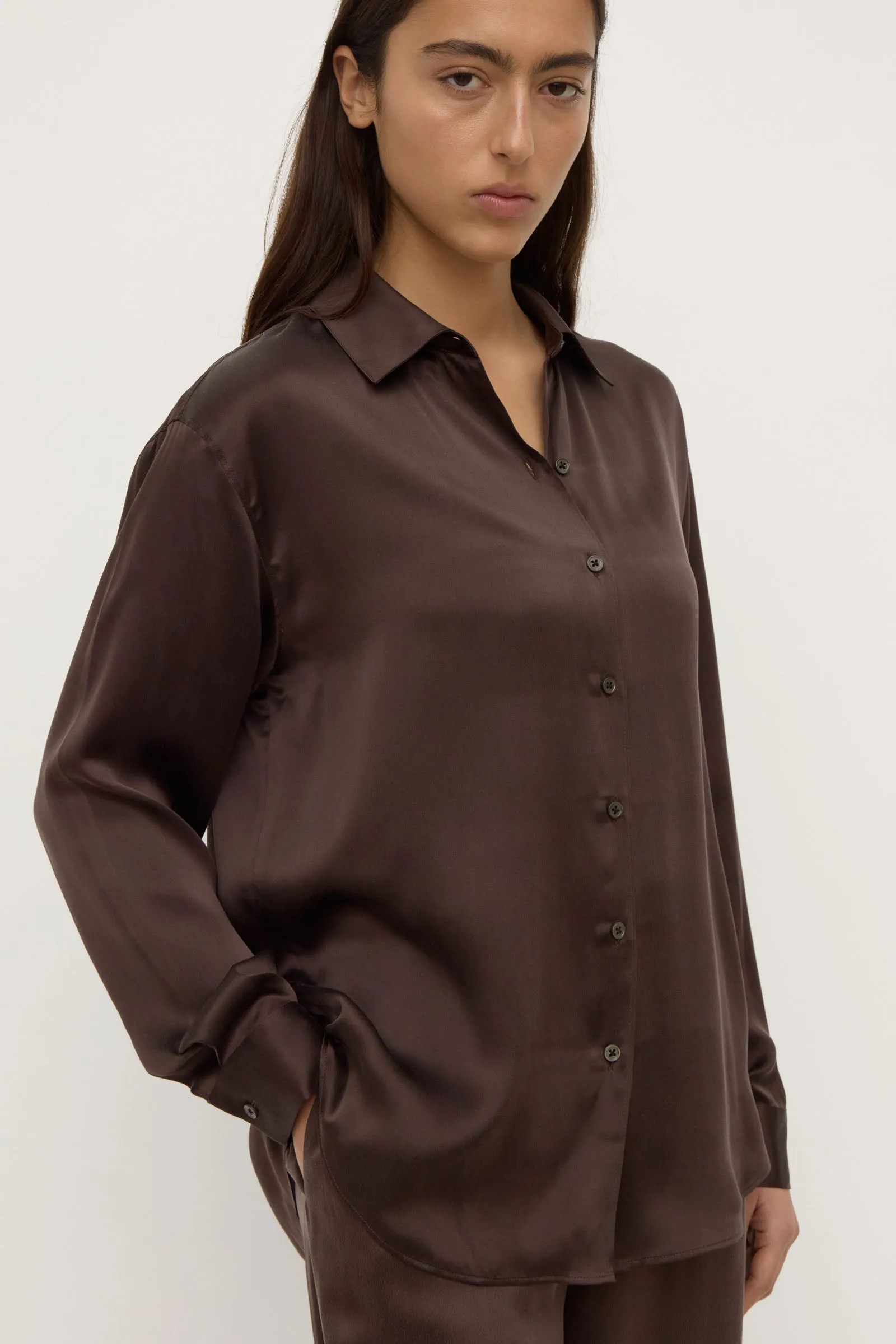 Pippa Silk Shirt Sheer Panel Non Chafe Seams