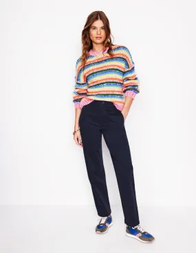 Barnsbury Chino Trousers-Navy Sleek Fit Padded hips