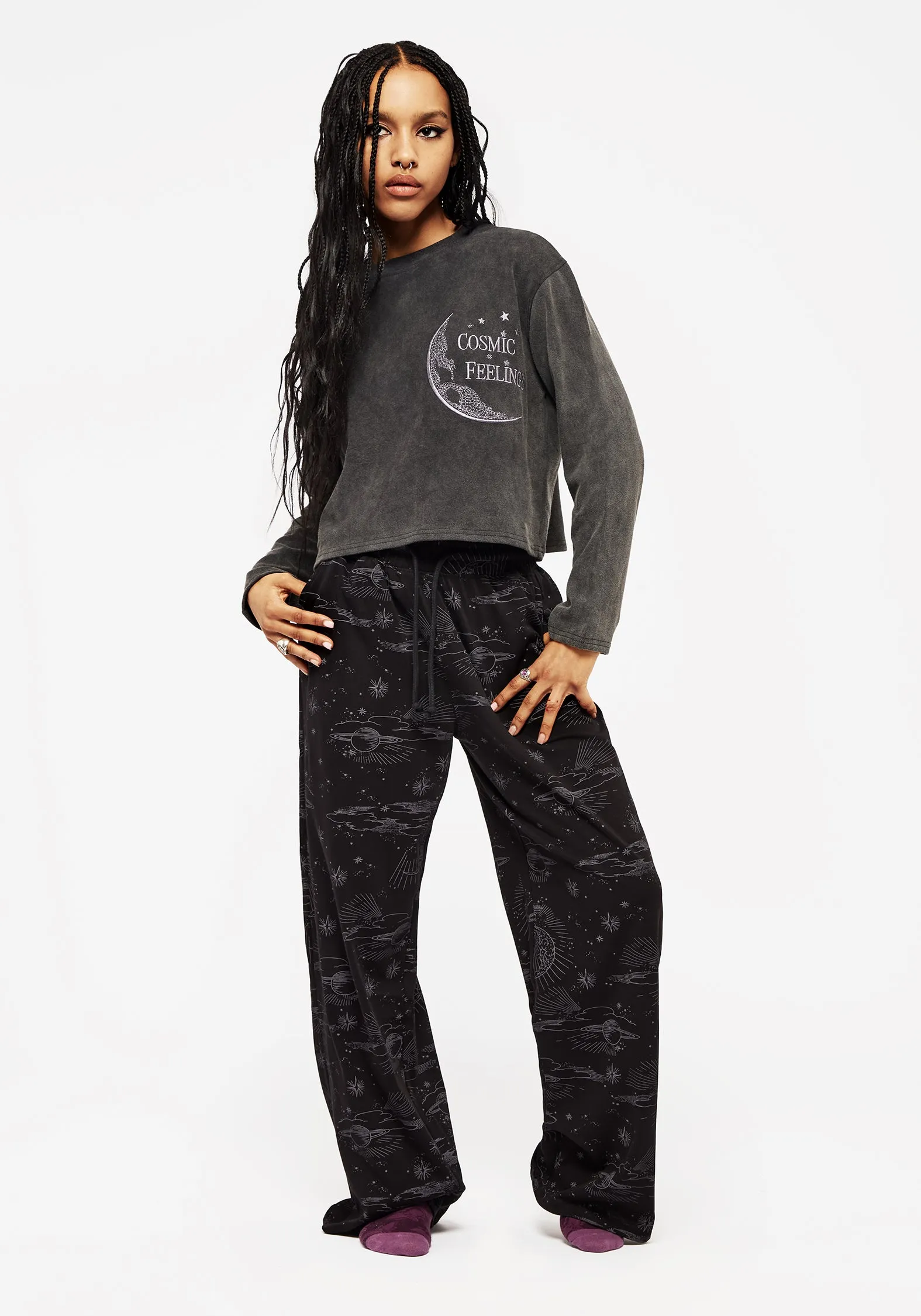 Allergy free Celebrity Cosmic Long Sleeve Crop Pyjama Top