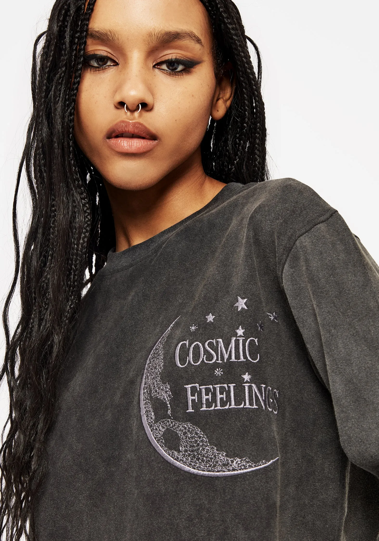Cosmic Long Sleeve Crop Pyjama Top Breathable fabric