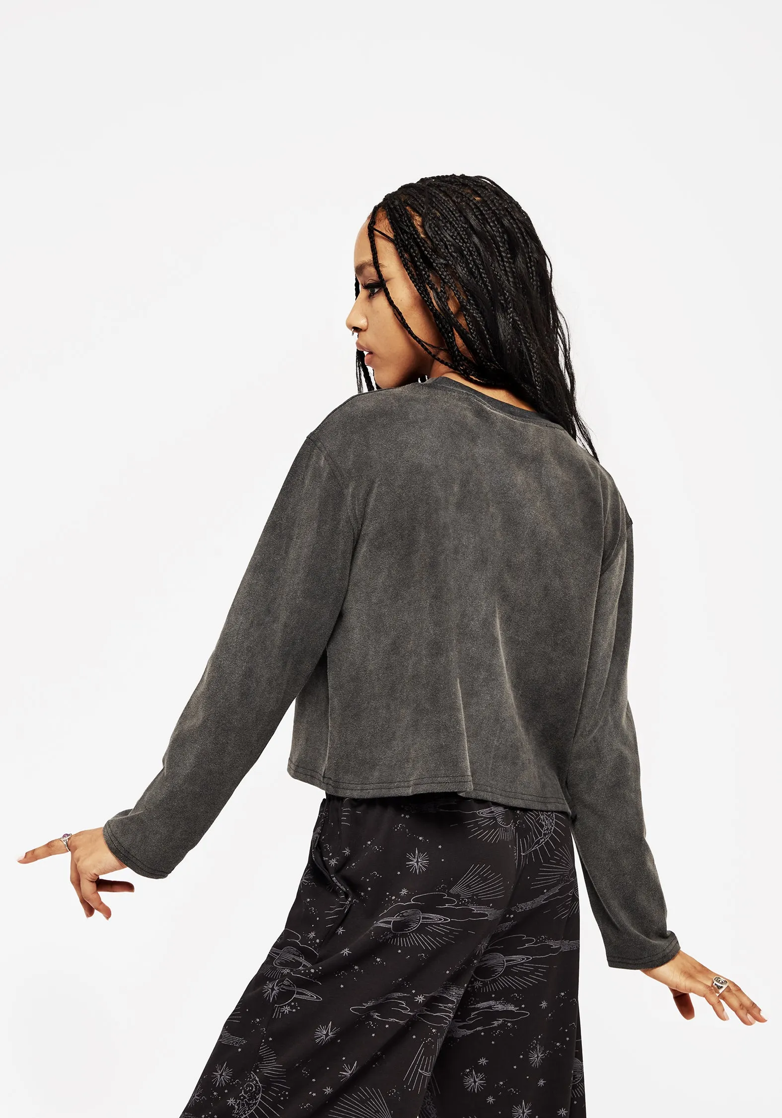 Cosmic Long Sleeve Crop Pyjama Top Luxury Brand