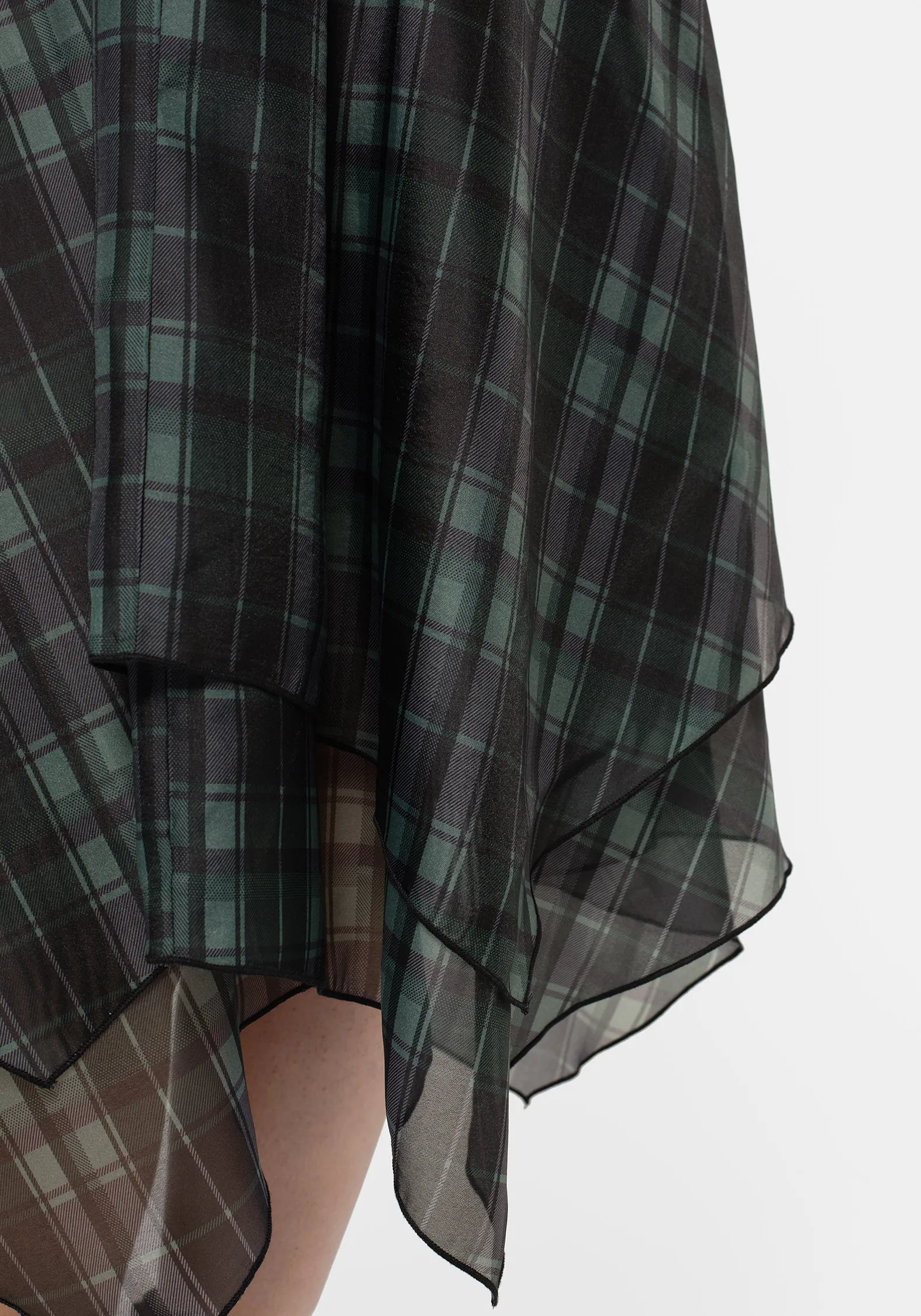Checkmate Layered Organza Handkerchief Hem Skirt Water resistant coating Contemporary Design
