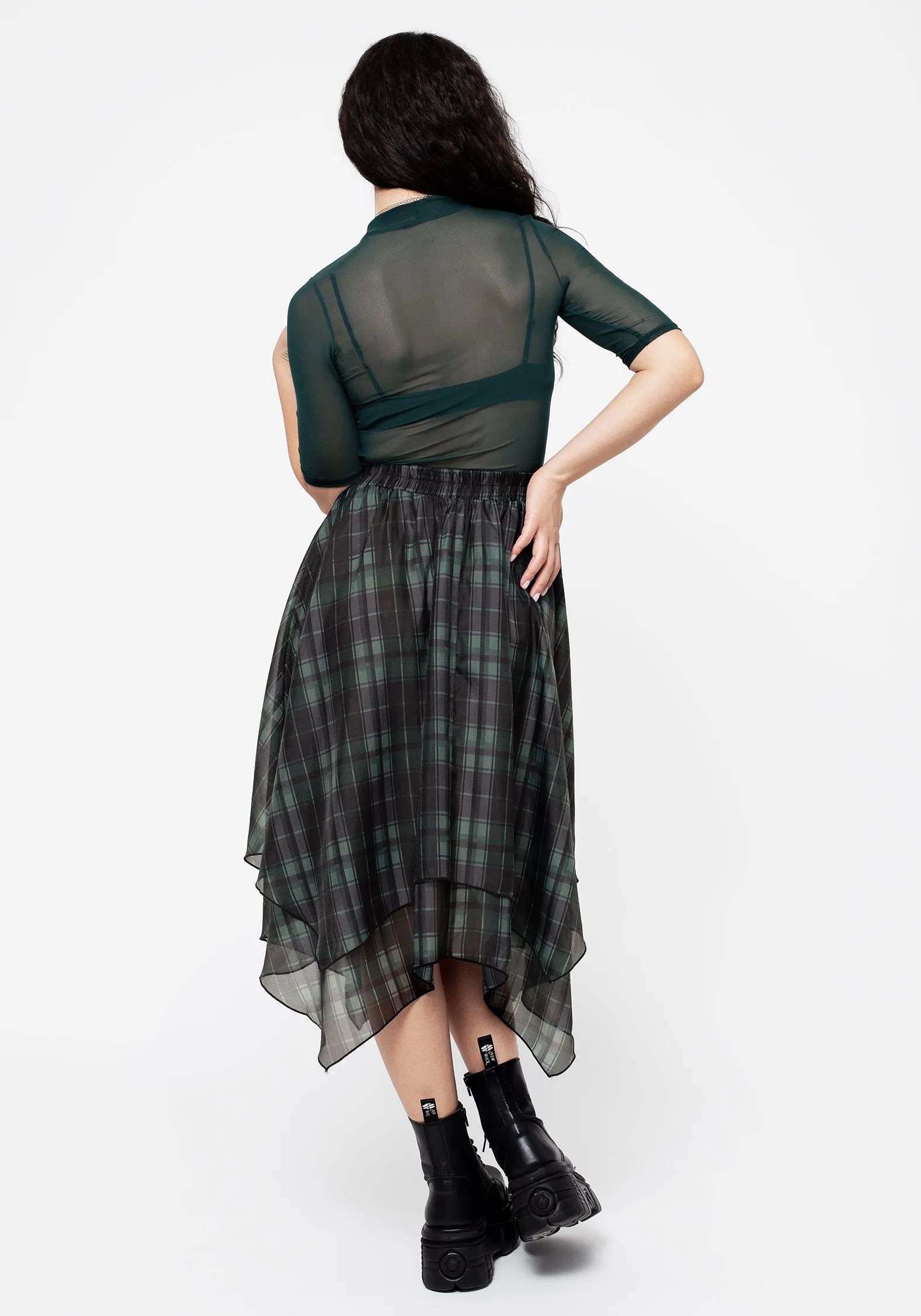 Checkmate Layered Organza Handkerchief Hem Skirt All Day Lightweight
